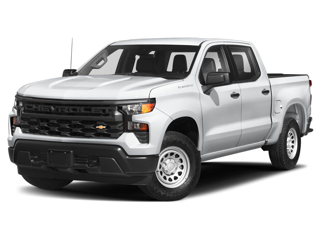 2023 Chevrolet Silverado 1500 Custom in Summit White — front three-quarter view